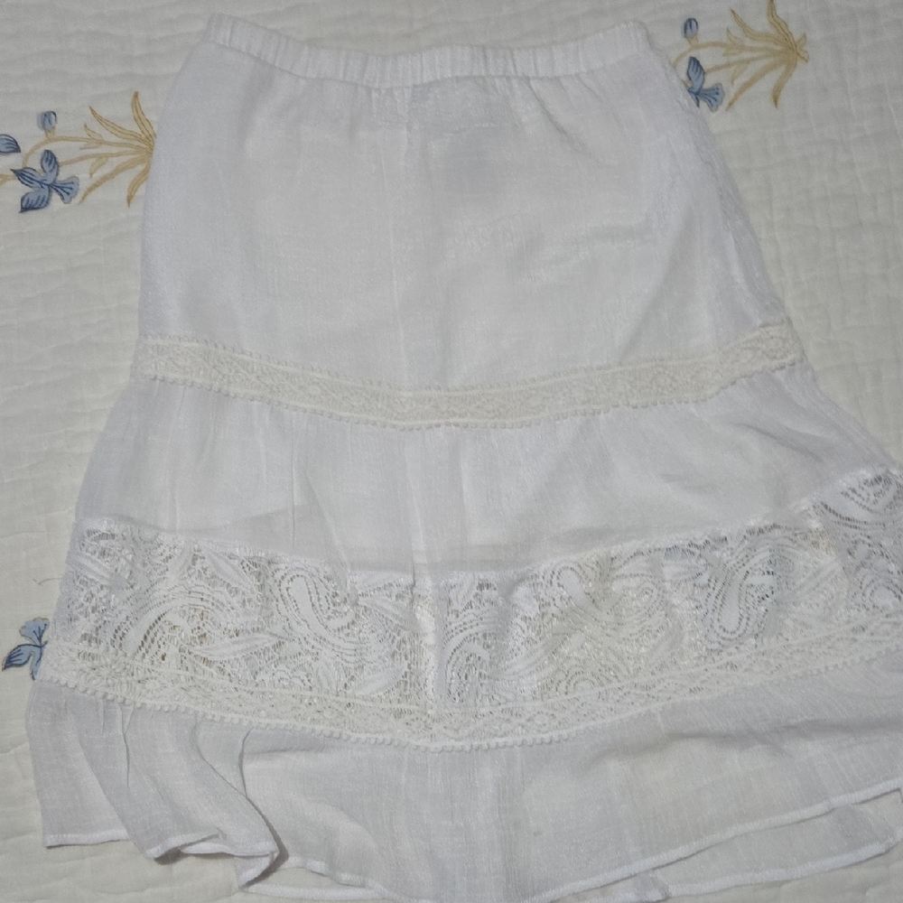 Amy Byer White Tiered Mini Skirt Casual Resort Wear